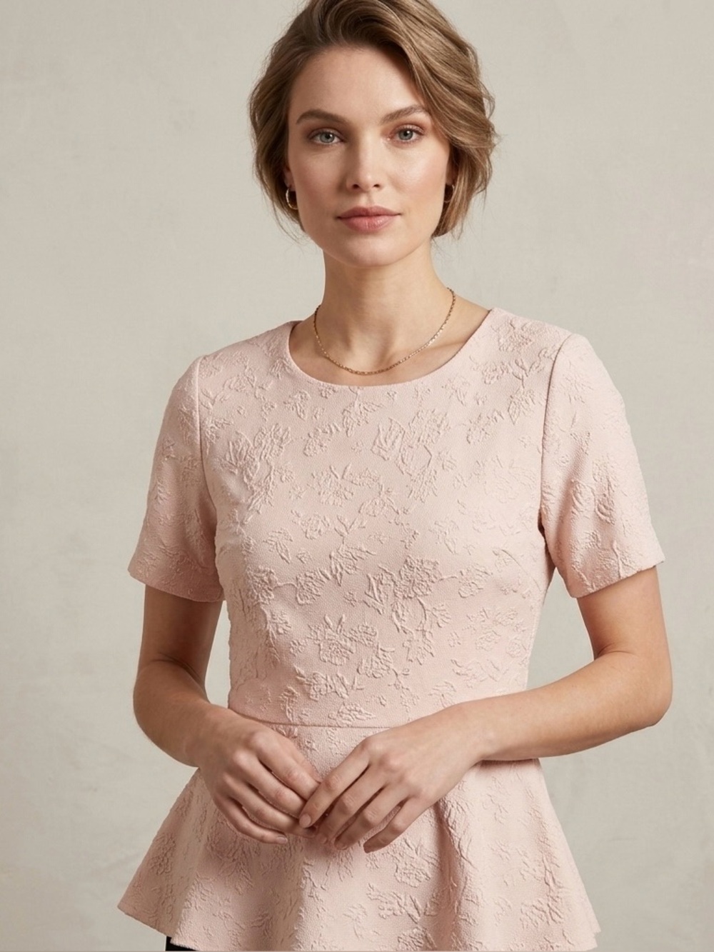 Forever 21 Pink Blush Floral Peplum Top